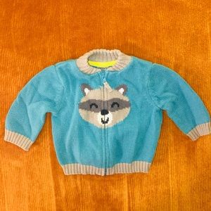 Baby Blue ￼Knitted Raccoon Sweater